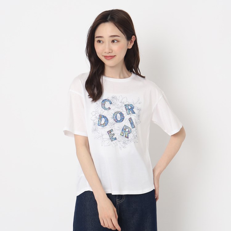 コルディア(CORDIER)の花柄プリントロゴTシャツ Ｔシャツ