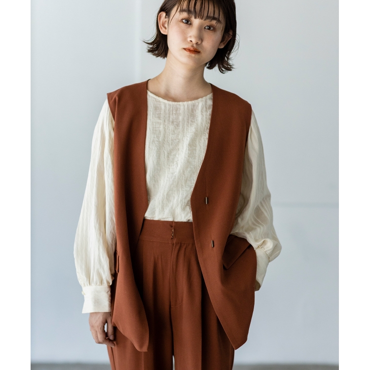 ザ ショップ ティーケー（ウィメン）(THE SHOP TK(Women))の◆ステッチレスミドル丈ジレ ベスト