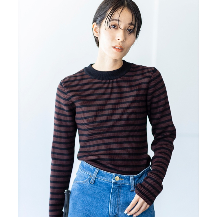 ザ ショップ ティーケー（ウィメン）(THE SHOP TK(Women))の◆リブカラーボーダーニット ニット/セーター