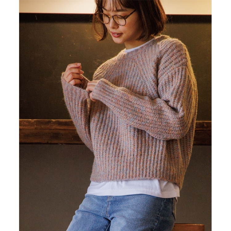 ザ ショップ ティーケー（ウィメン）(THE SHOP TK(Women))の◆【ふわふわニット/洗える】メランジクルーネックニット ニット/セーター