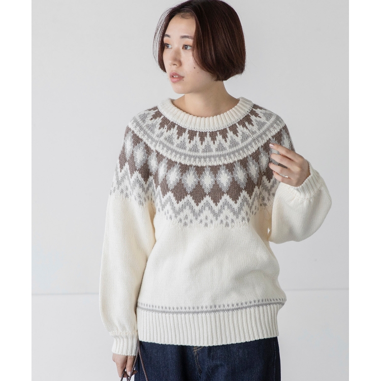 ザ ショップ ティーケー（ウィメン）(THE SHOP TK(Women))の◆【洗える】ノルディック柄クルーニット ニット/セーター