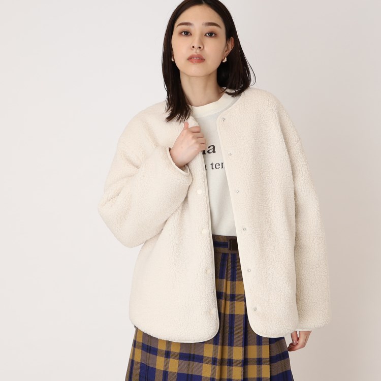 ザ ショップ ティーケー（ウィメン）(THE SHOP TK(Women))の【リバーシブル】ボア×キルティングノーカラー/手洗い可 ブルゾン/ジャンバー