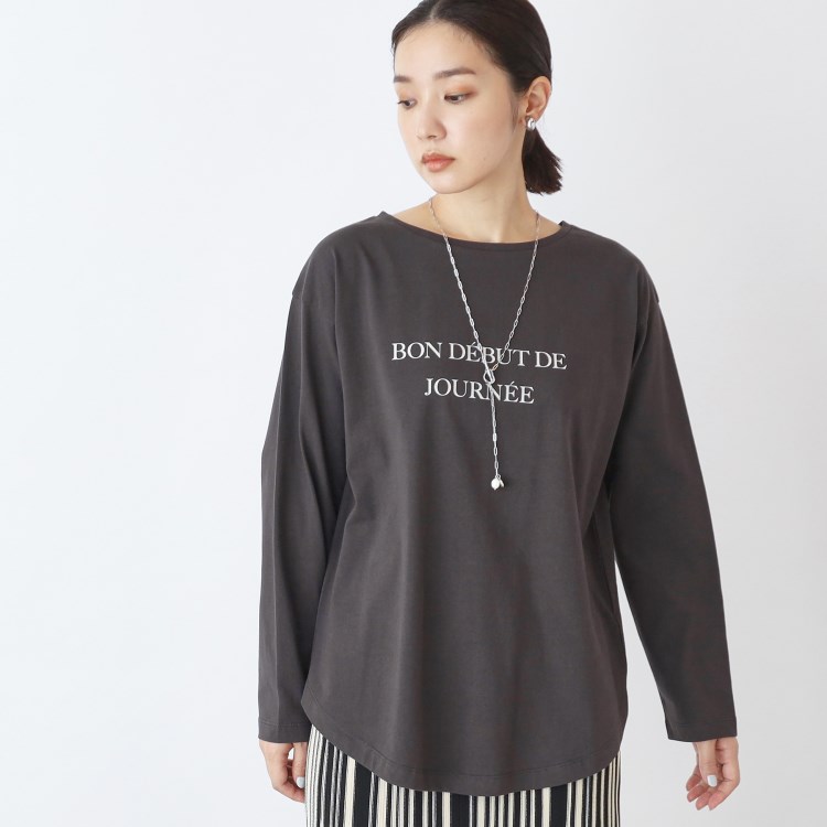 ザ ショップ ティーケー（ウィメン）(THE SHOP TK(Women))の裾ラウンドアソート_ロングTシャツ【洗濯機洗い可】 カットソー