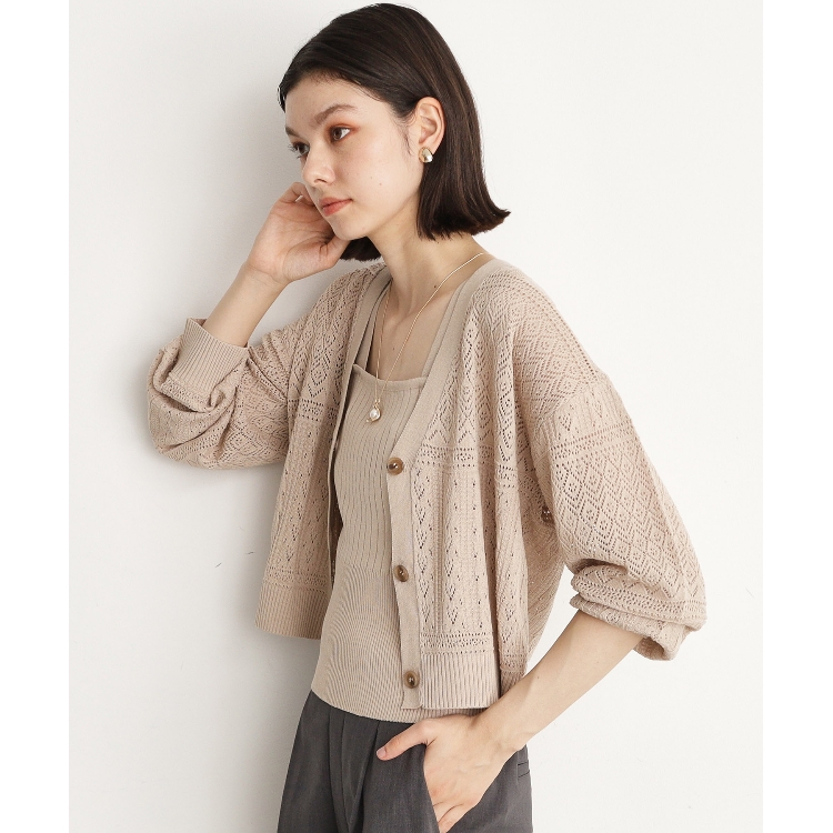 ザ ショップ ティーケー（ウィメン）(THE SHOP TK(Women))の【2点セット】透かしニットカーデ×タンクセット/洗える カーディガン/ボレロ