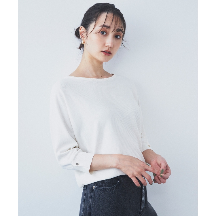 ザ ショップ ティーケー（ウィメン）(THE SHOP TK(Women))の【二の腕カバー/毛玉になりにくい/前後2WAY】袖スリットドルマンニット/洗える