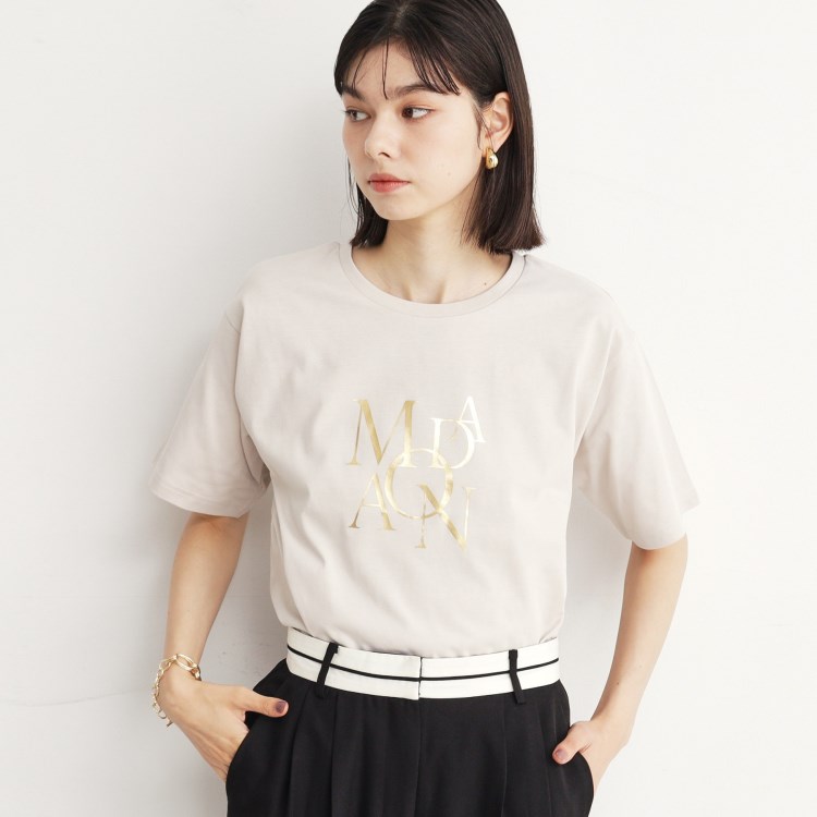 ザ ショップ ティーケー（ウィメン）(THE SHOP TK(Women))の箔プリントロゴTシャツ【洗える】 Ｔシャツ