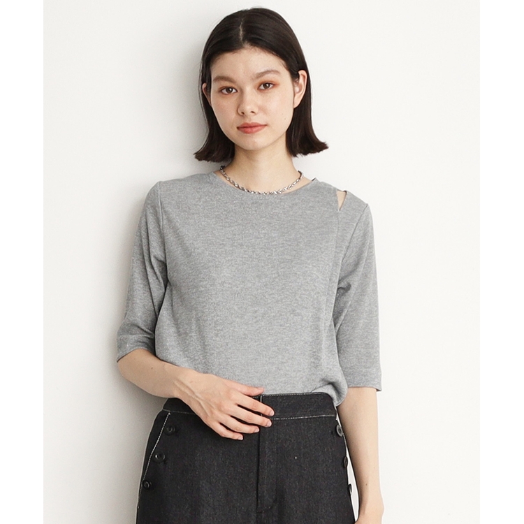 ザ ショップ ティーケー（ウィメン）(THE SHOP TK(Women))の【腕周りカバー】５分袖スリットラメ/洗える カットソー