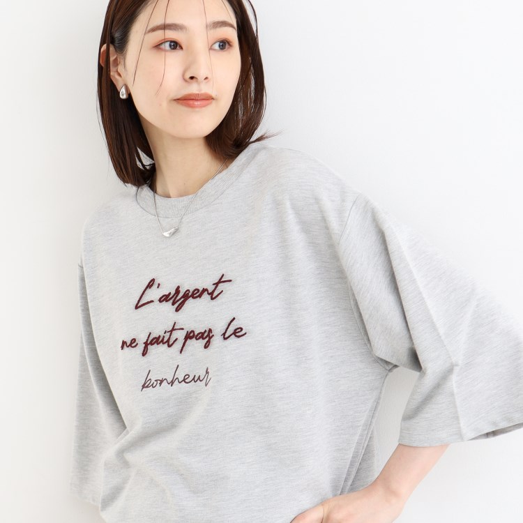 ザ ショップ ティーケー（ウィメン）(THE SHOP TK(Women))の【リラクシー/チュニック丈】6分袖裏毛刺繍プルオーバー/洗える カットソー