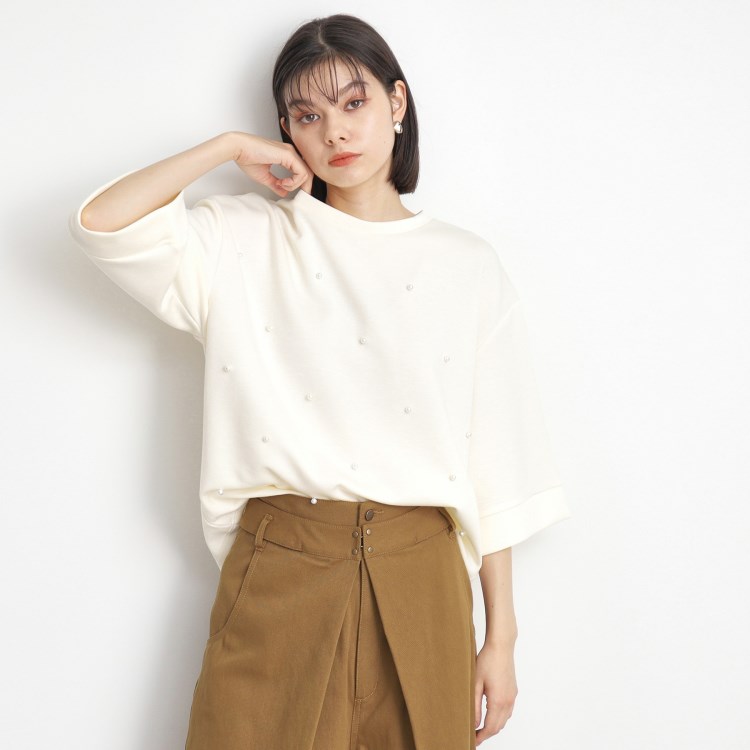 ザ ショップ ティーケー（ウィメン）(THE SHOP TK(Women))のパール付きプルオーバー【洗える】 カットソー