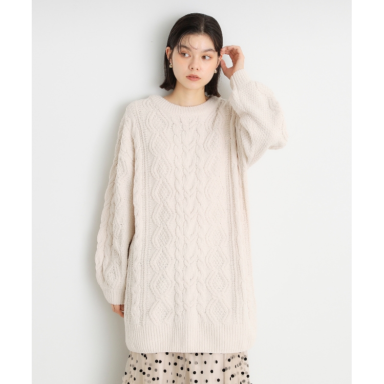 ザ ショップ ティーケー（ウィメン）(THE SHOP TK(Women))のマットモールケーブルチュニック【洗える】 チュニック