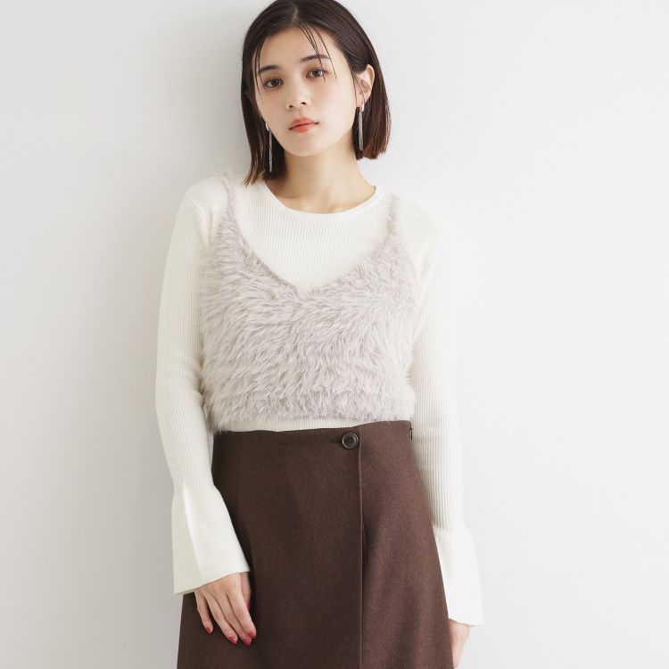 ザ ショップ ティーケー（ウィメン）(THE SHOP TK(Women))の【セットアイテム】起毛ビスチェ×フレア袖リブニット ニット/セーター