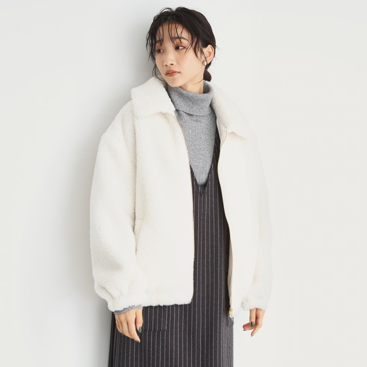 ザ ショップ ティーケー（ウィメン）(THE SHOP TK(Women))の【もこもこあたたか】マシュマロボアジップブルゾン ブルゾン/ジャンバー