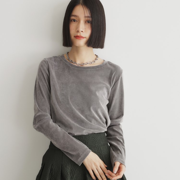 ザ ショップ ティーケー（ウィメン）(THE SHOP TK(Women))のクラッシュベロア長袖【洗える】 カットソー