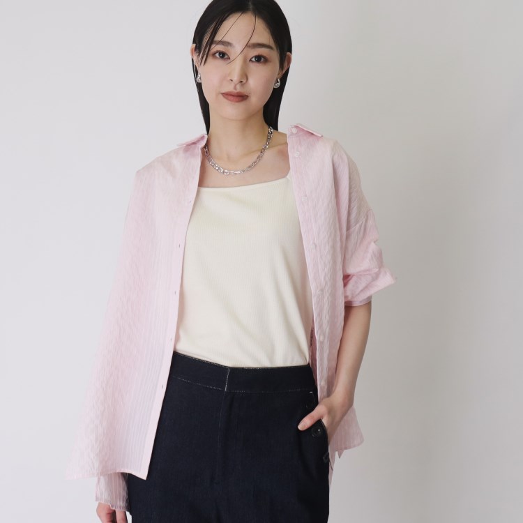 ザ ショップ ティーケー（ウィメン）(THE SHOP TK(Women))の【ヒルナンデス！で紹介】ドビーストライプシャツ【手洗い可】 シャツ・ブラウス