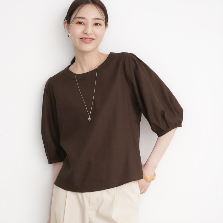 ザ ショップ ティーケー（ウィメン）(THE SHOP TK(Women))のリネンブレンド袖タックブラウス【洗濯機OK】 シャツ・ブラウス