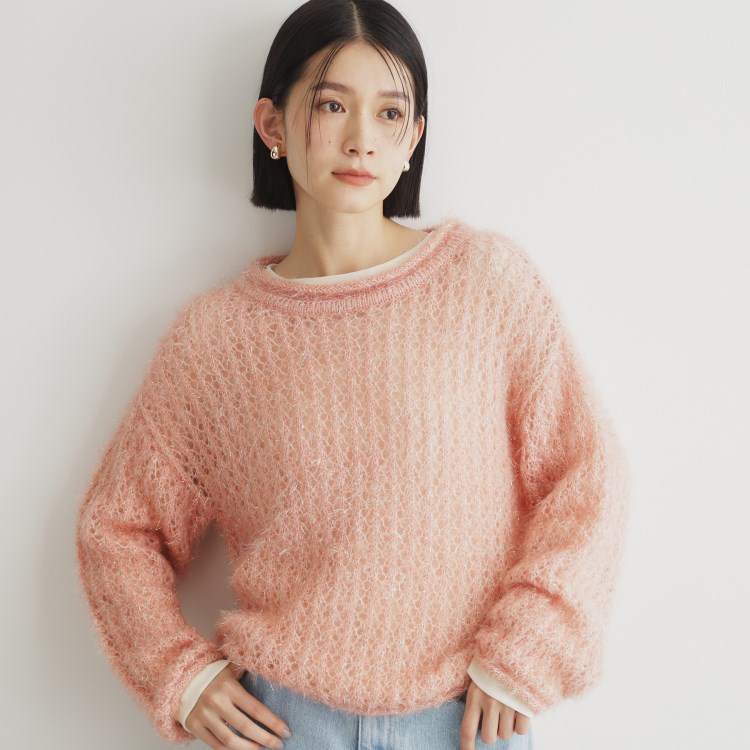 ザ ショップ ティーケー（ウィメン）(THE SHOP TK(Women))の【毛玉になりにくい】ラメメッシュニット/洗える ニット/セーター