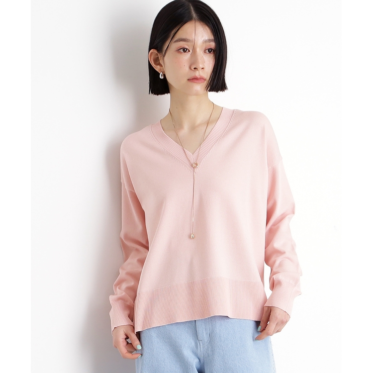 ザ ショップ ティーケー（ウィメン）(THE SHOP TK(Women))の【毛玉になりにくい】さらっとキレイVネックニット/洗濯機OK ニット/セーター