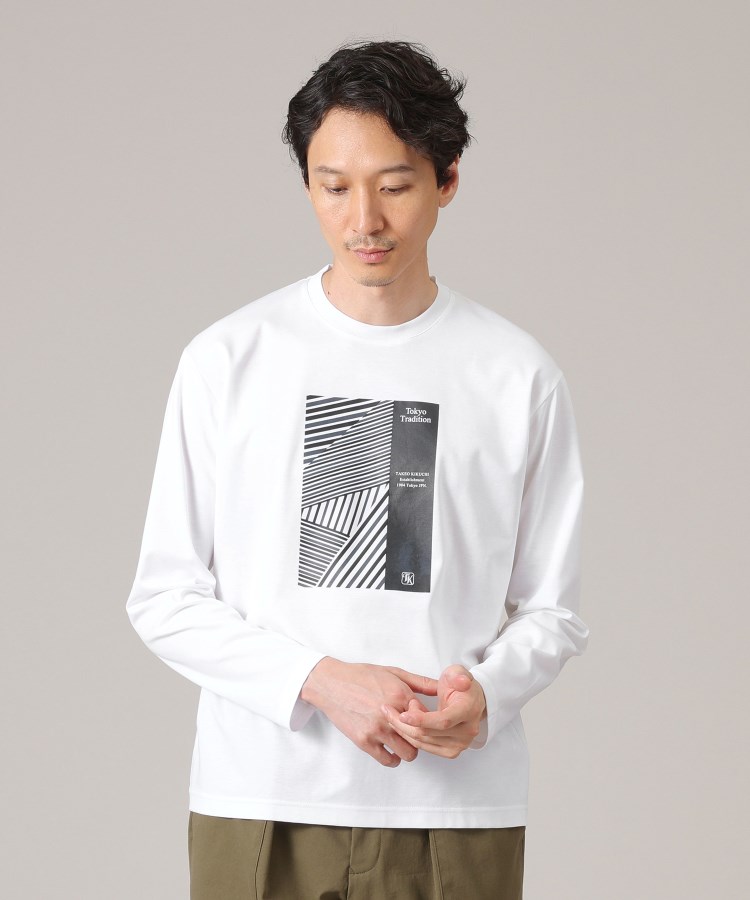 タケオキクチ(TAKEO KIKUCHI)のアーカイブストライプDM長袖ポンチTシャツ