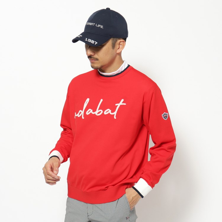 アダバット(メンズ)(adabat(Men))の【新レーベル ADABAT NAVY】ウォッシャブル素材 胸元ロゴデザイン クルーネックセーター ニット/セーター