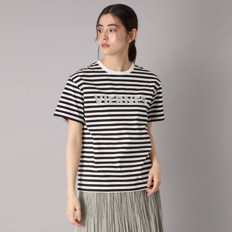 ドレステリア(レディース)(DRESSTERIOR(Ladies))のアイスクリアコットンボーダーロゴTシャツ Ｔシャツ