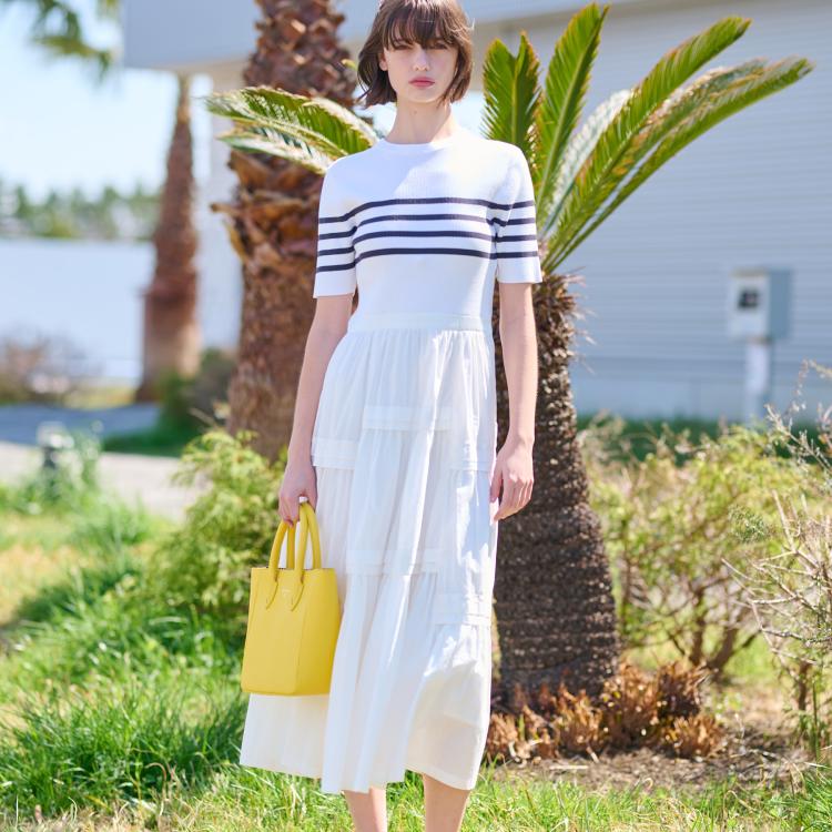 ドレステリア(レディース)(DRESSTERIOR(Ladies))の【大人百花春号掲載 モデル美香さん着用】リブニットドッキングワンピース マキシ・ロングワンピース