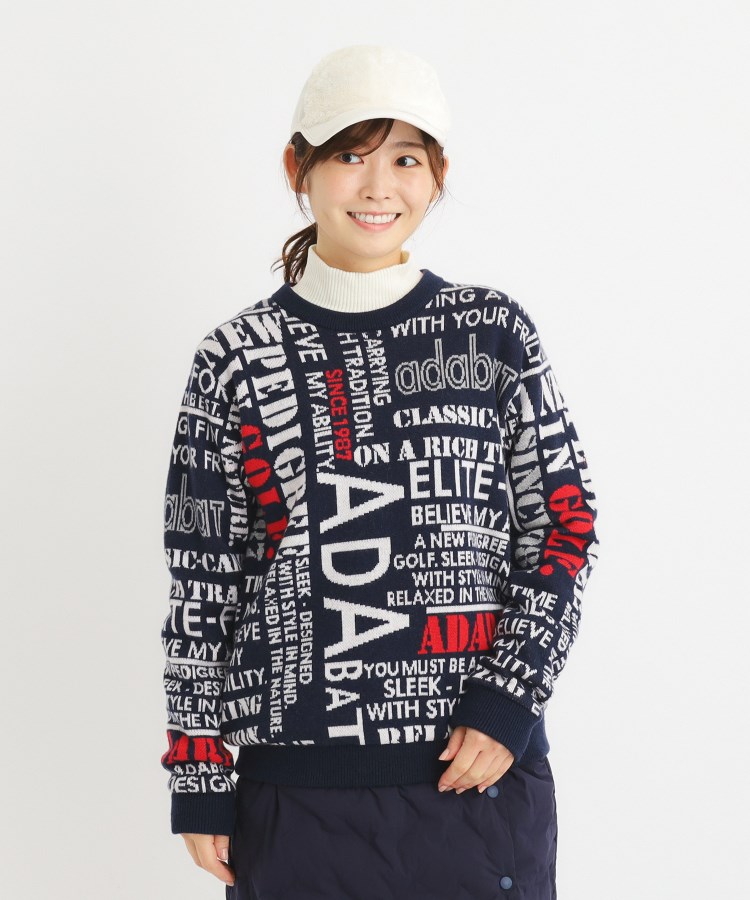 アダバット(レディース)(adabat(Ladies))の【防風】リバーシブル セーター ネイビー(094)