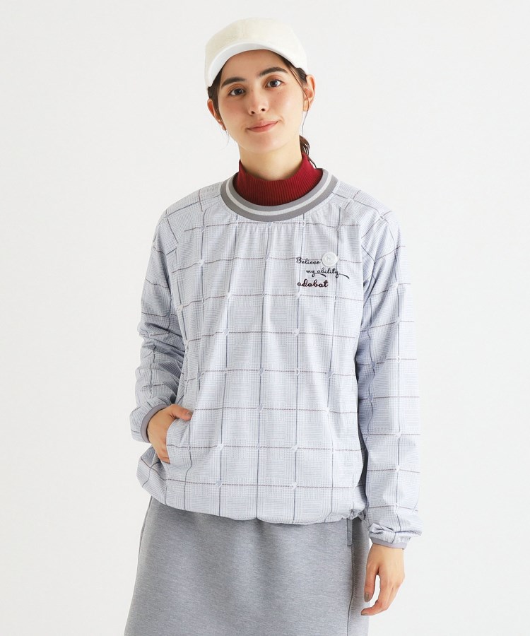 アダバット(レディース)(adabat(Ladies))の【撥水／防風/セットアイテム】グレンチェックデザインクルーネックアウター・ライトアウター1