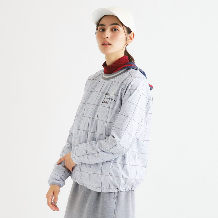 アダバット(レディース)(adabat(Ladies))の【撥水／防風/セットアイテム】グレンチェックデザインクルーネックアウター・ライトアウター ブルゾン/ジャンバー