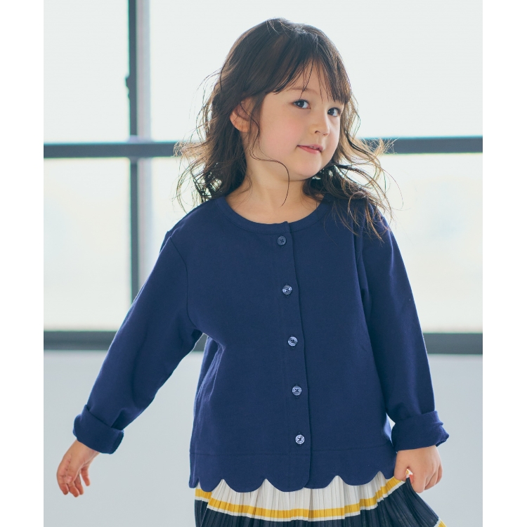 シューラルー /キッズ(SHOO・LA・RUE/Kids)の◆【100-140cm】裾スカラップ裏毛カーディガン カーディガン/ボレロ