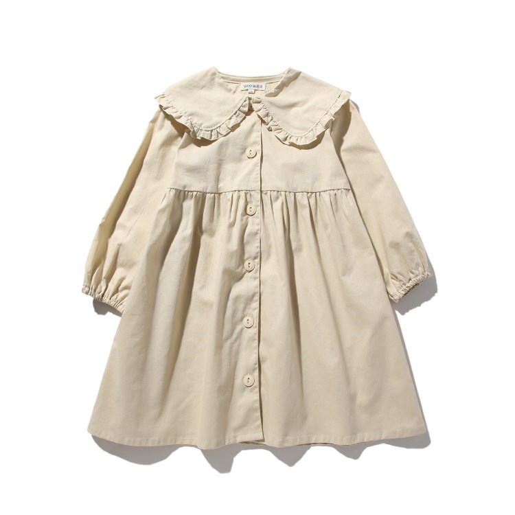 シューラルー /キッズ(SHOO・LA・RUE/Kids)の◆【110-140cm】ビッグ衿ギャザー切替シャツワンピース ミドルワンピース