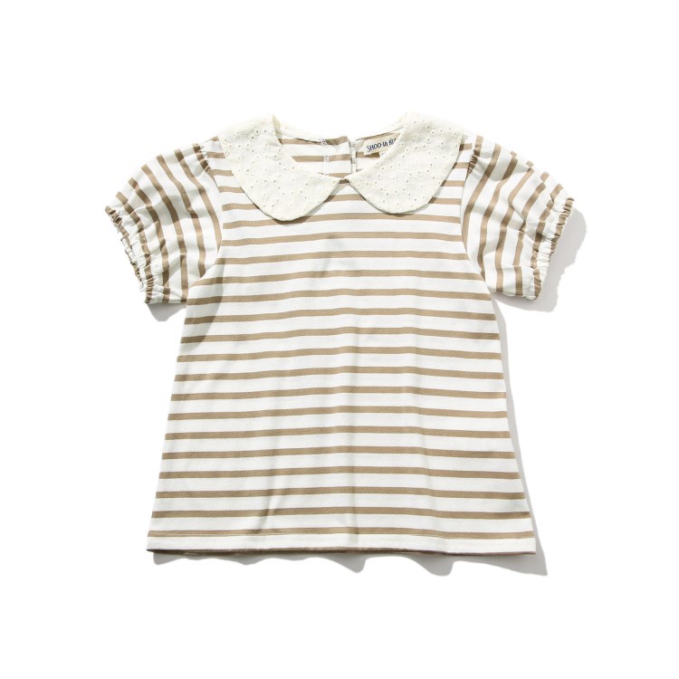 シューラルー /キッズ(SHOO・LA・RUE/Kids)の◆【100-130cm】レース衿ボーダーパフTシャツ Ｔシャツ