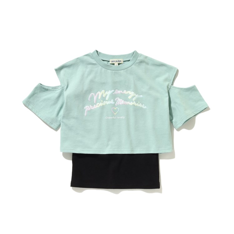 シューラルー /キッズ(SHOO・LA・RUE/Kids)の【110-140cm/2点セット】肩スリットTシャツ+インナーキャミセット トップス＋インナーセット