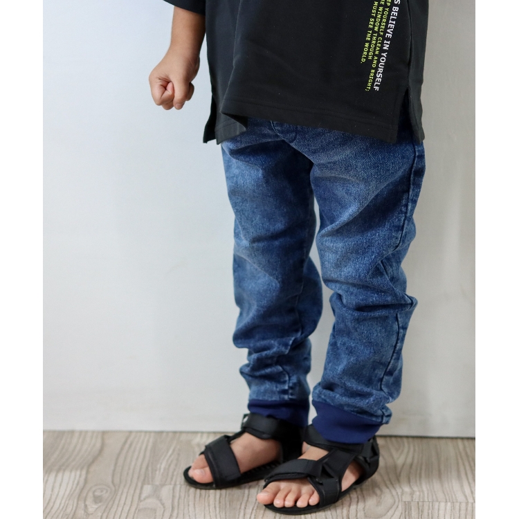 シューラルー /キッズ(SHOO・LA・RUE/Kids)の【110-140cm】カットデニム裾リブパンツ デニムパンツ