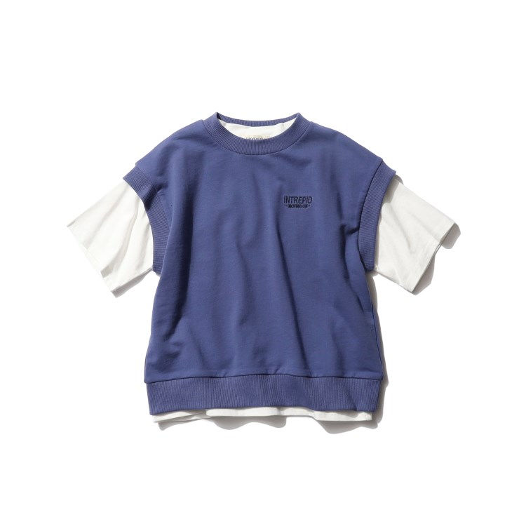 シューラルー /キッズ(SHOO・LA・RUE/Kids)の【110-140cm/2点セット】五分袖Tシャツ+ミニ裏毛ベストセット トップス＋インナーセット