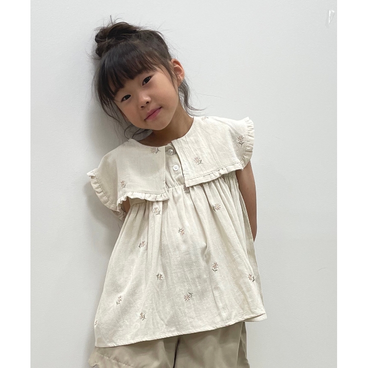 シューラルー /キッズ(SHOO・LA・RUE/Kids)の【110-140cm】ビック衿お花刺繍ブラウス シャツ・ブラウス