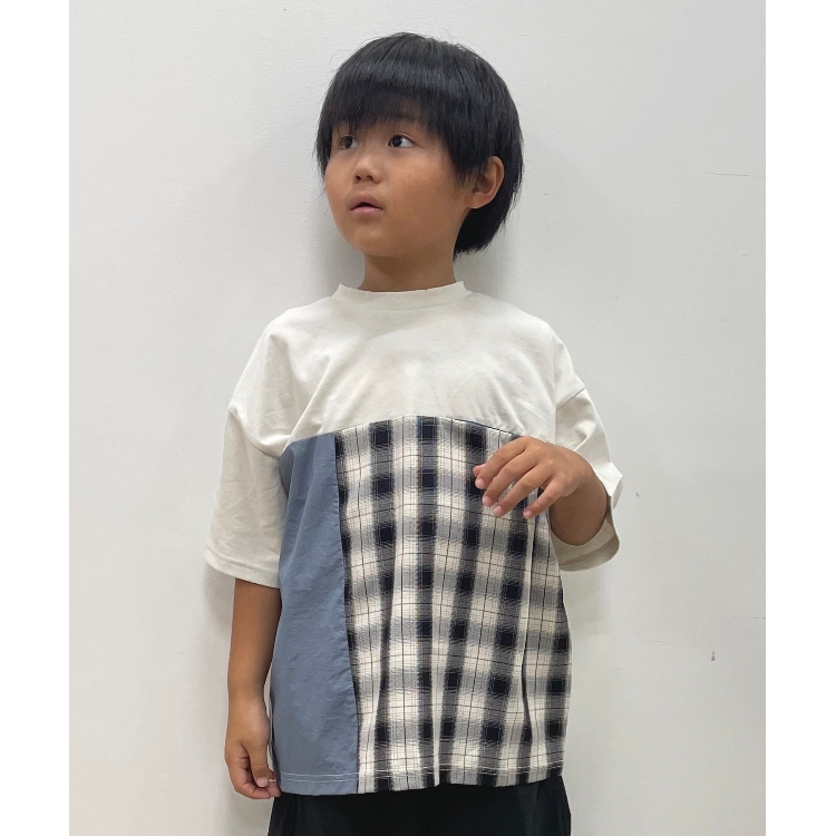 シューラルー /キッズ(SHOO・LA・RUE/Kids)の【110-140cm】チェック切替 配色Tシャツ Ｔシャツ