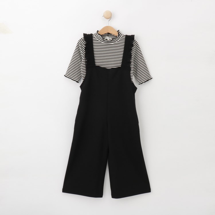 シューラルー /キッズ(SHOO・LA・RUE/Kids)の【110-140cm/2点セット】フリルサロペット＋5分袖ボーダートップス トップス＋インナーセット