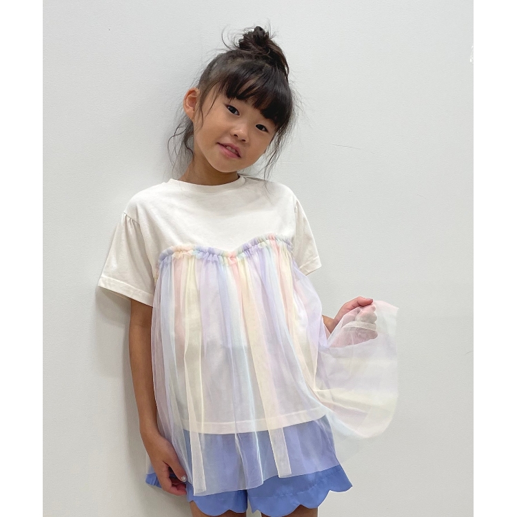 シューラルー /キッズ(SHOO・LA・RUE/Kids)の【110-140cm】チュールドッキング半袖Tシャツ Ｔシャツ