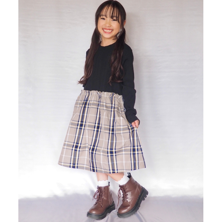 シューラルー /キッズ(SHOO・LA・RUE/Kids)の【110-140cm】チェック柄 ドッキングワンピース