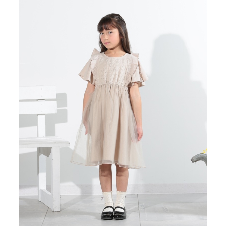 シューラルー /キッズ(SHOO・LA・RUE/Kids)の【110-140cm】レース切替チュール使いワンピース ミドルワンピース