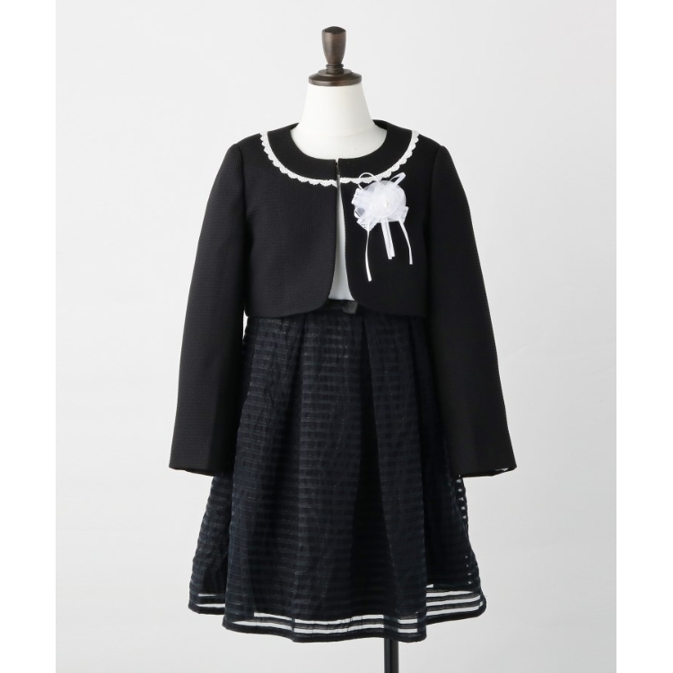 シューラルー /キッズ(SHOO・LA・RUE/Kids)の【110-130cm/3点セット/セレモニー/入卒】シアーボーダーワンピース セットアップ