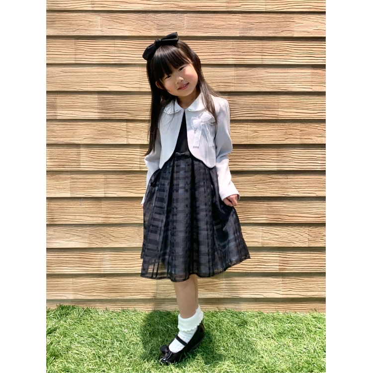 シューラルー /キッズ(SHOO・LA・RUE/Kids)の【110-130cm/3点セット/セレモニー/入卒】ボレロ付きシアーチェックワンピース ミドルワンピース