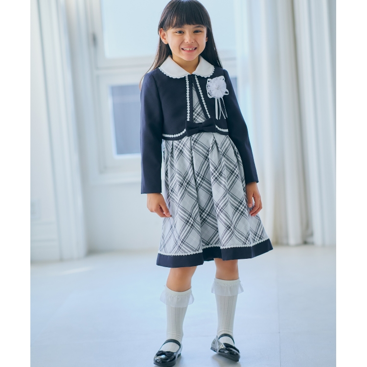 シューラルー /キッズ(SHOO・LA・RUE/Kids)の【セレモニー】格子チェックワンピースセット マキシ・ロングワンピース