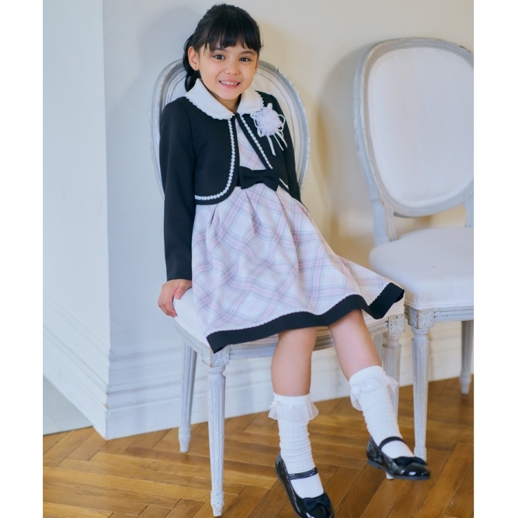 シューラルー /キッズ(SHOO・LA・RUE/Kids)の【セレモニー】格子チェックワンピースセット マキシ・ロングワンピース