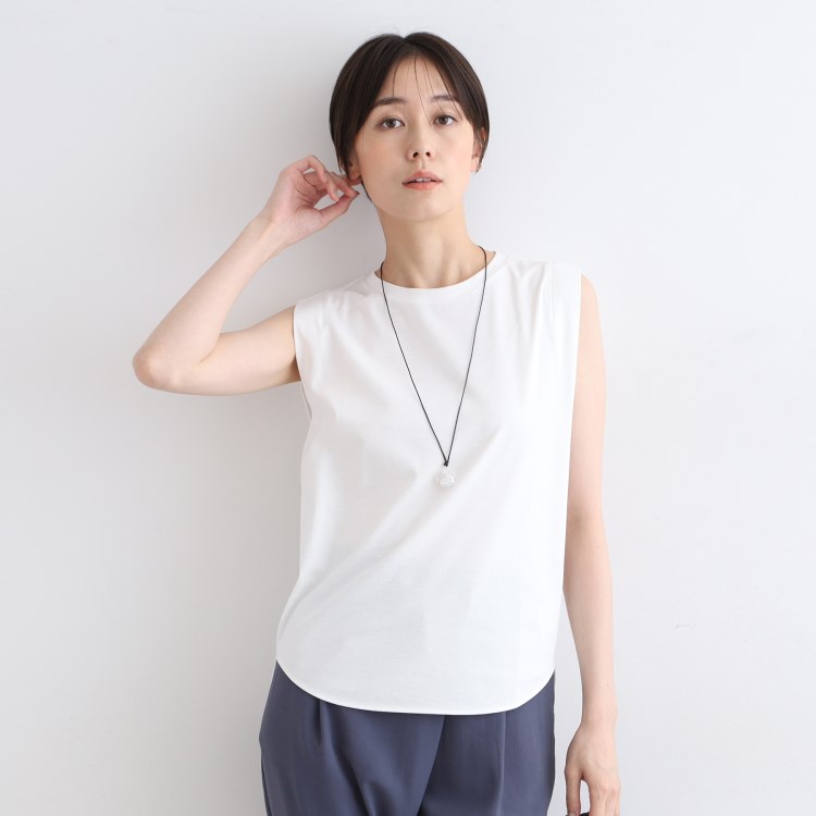 インディヴィ(INDIVI)の【洗える】タックデザインノースリーブTシャツ Ｔシャツ