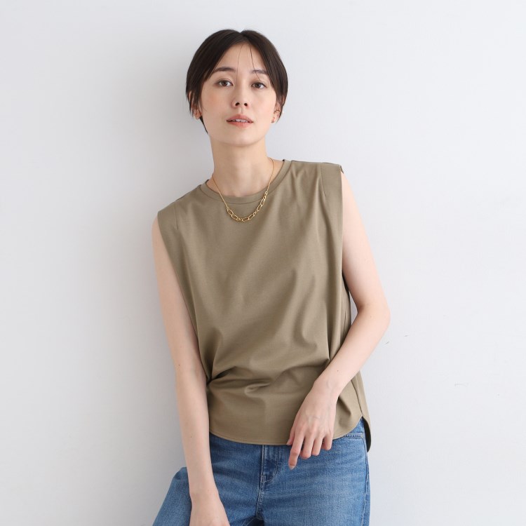 インディヴィ(INDIVI)の【洗える】タックデザインノースリーブTシャツ Ｔシャツ