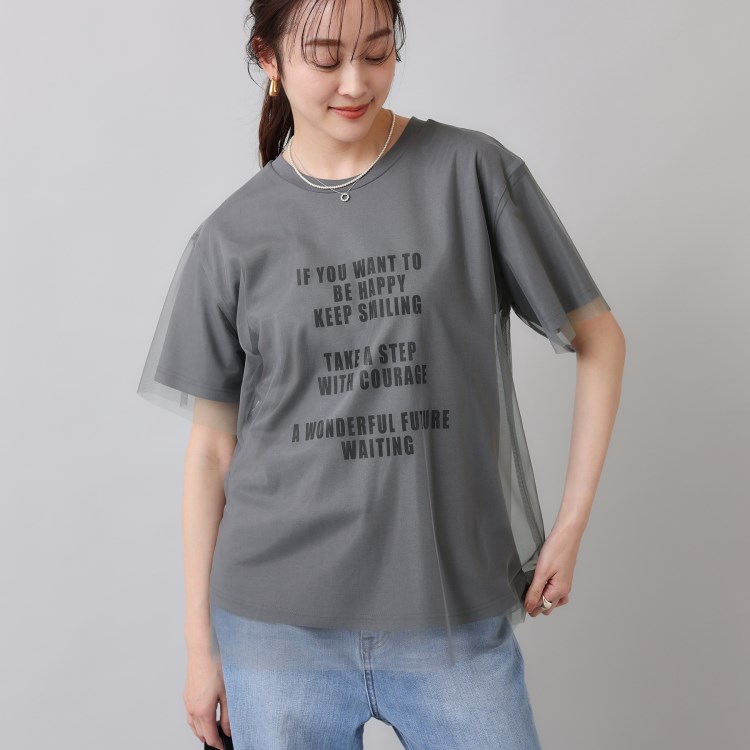 アンタイトル(UNTITLED)の【カジュアル／シアー】チュールロゴTシャツ Ｔシャツ