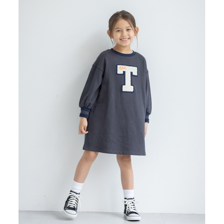 ザ ショップ ティーケー（キッズ）(THE SHOP TK(Kids))の◆【110-150/洗濯機で洗える】ワッペンスウェットワンピース マキシ・ロングワンピース