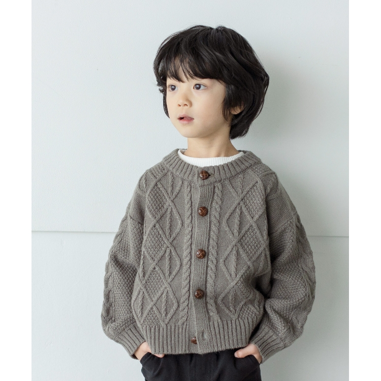 ザ ショップ ティーケー（キッズ）(THE SHOP TK(Kids))の◆【110-150/洗濯機で洗える！】ケーブルニットカーディガン カーディガン/ボレロ