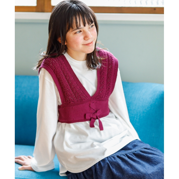 ザ ショップ ティーケー（キッズ）(THE SHOP TK(Kids))の◆【150-160】ニットビスチェ付きプルオーバー トップス＋インナーセット